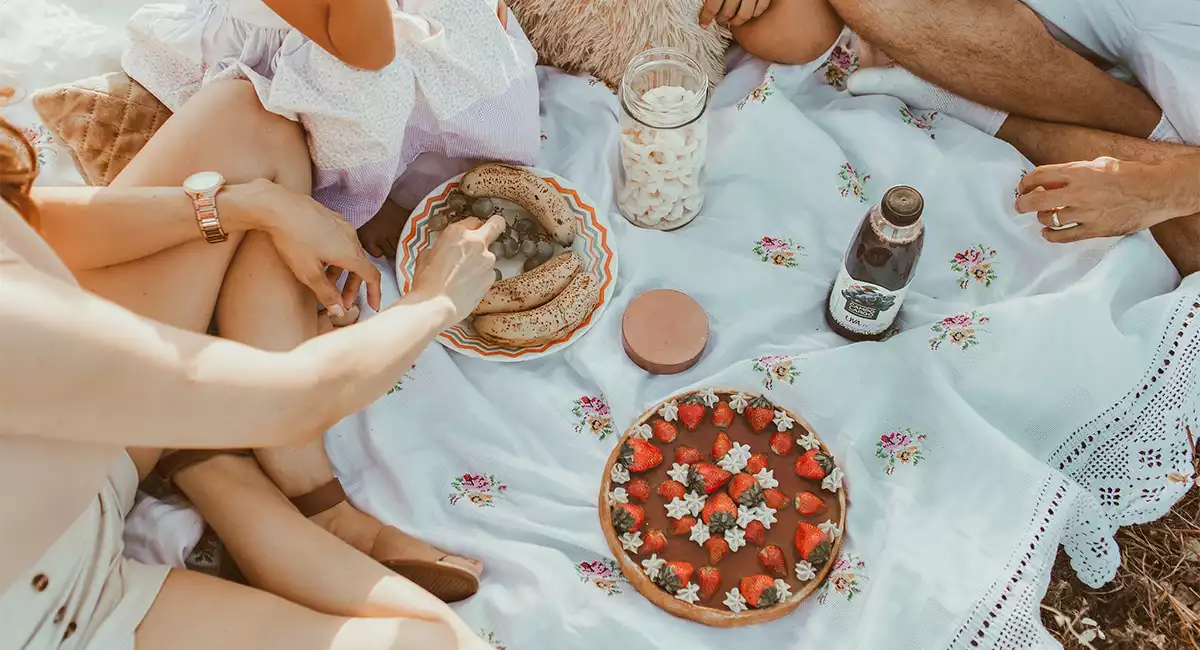 family picnic in the backyard