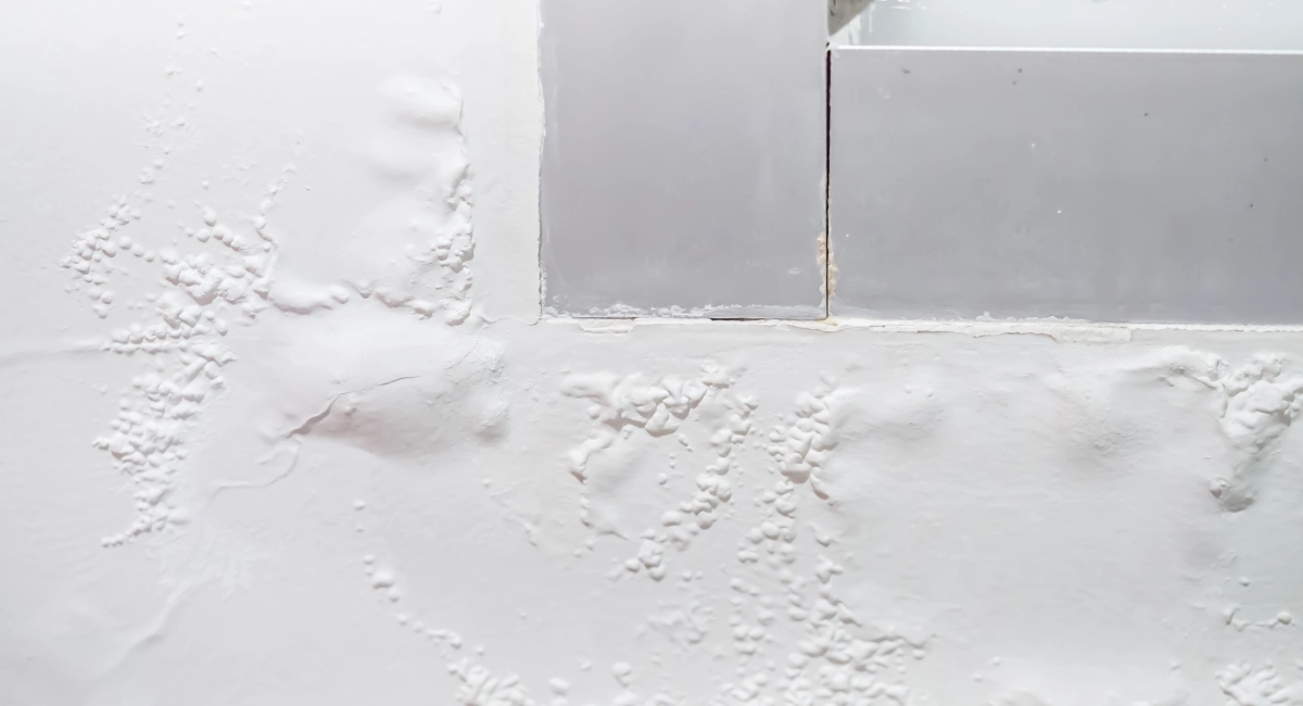 Bubbling white paint on a wall