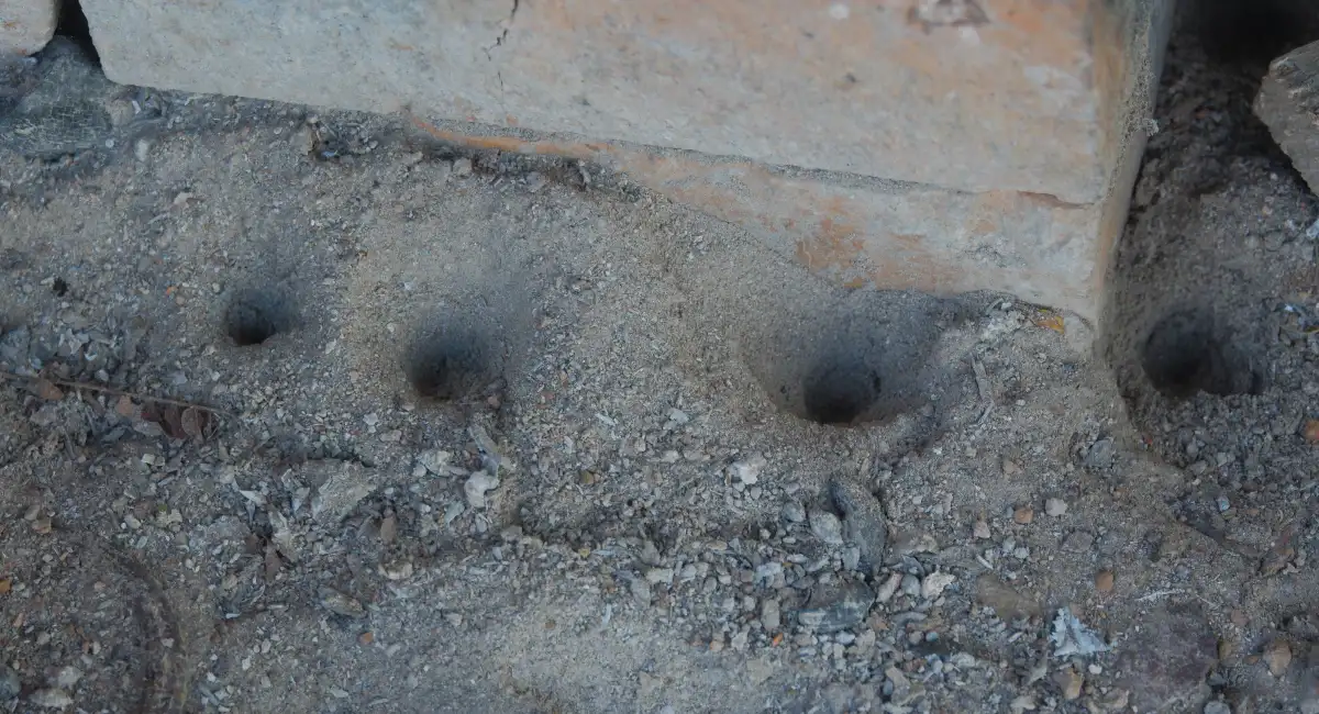 Insect nesting near a house’s foundation