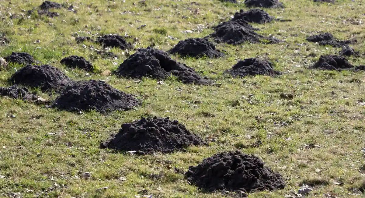 Molehills on grass