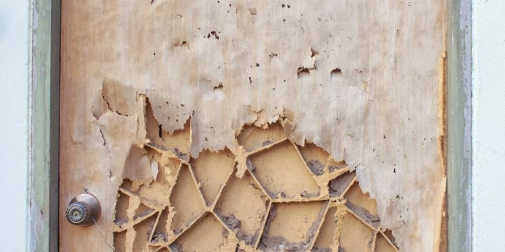 broken down door from termites