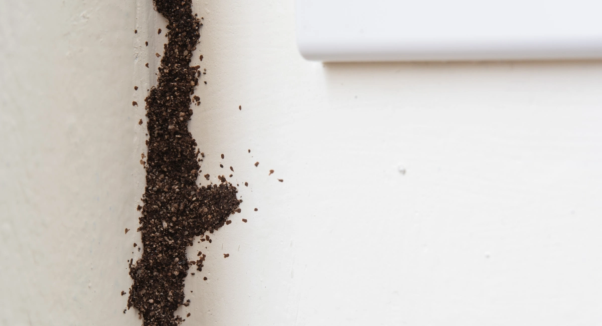 Termite mud tube on the wall