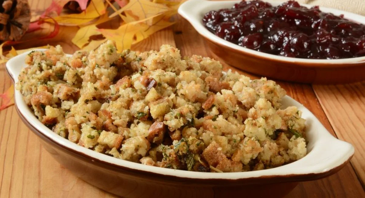 Homemade Thanksgiving Holiday Stuffing with Celery and Onions.